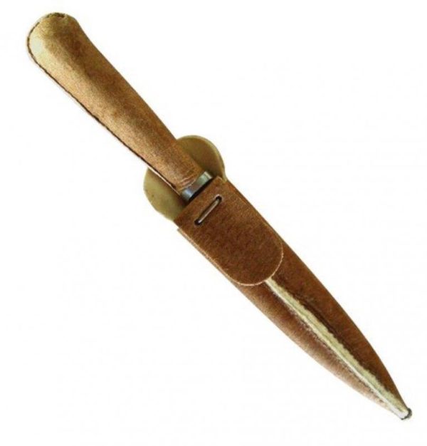 Cuchillo De Cuero Crudo Comn  18Cm Acero Inox Vaina Cuero Crudo