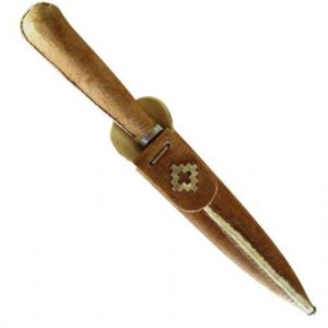 Cuchillo De Cuero Crudo Comn  14Cm Acero Inox Vaina Cuero Crudo
