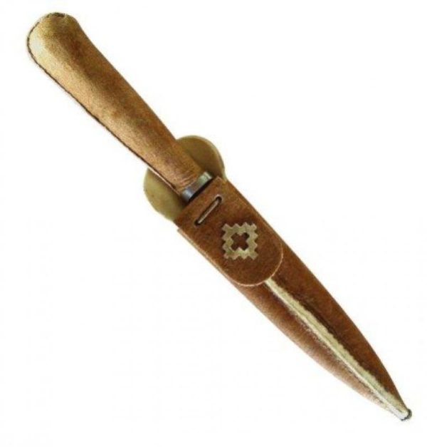 Cuchillo De Cuero Crudo Comn  14Cm Acero Inox Vaina Cuero Crudo