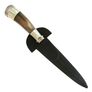 Cuchillo Asta y Alpaca 14Cm Acero Inox Vaina Vaqueta Cocida