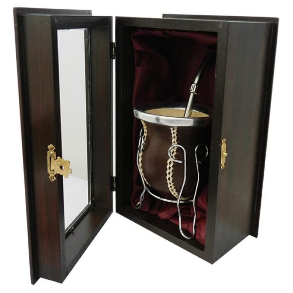 Mate De Vuelo De Calabaza Recubierto en Cuero MAT013 Bombilla Acero Inox BOM680 con Caja Fina - Imagen 2