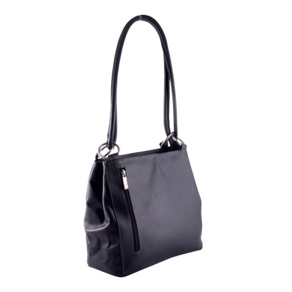 Cartera en Cuero Con Cierre Lateral y Manija Larga